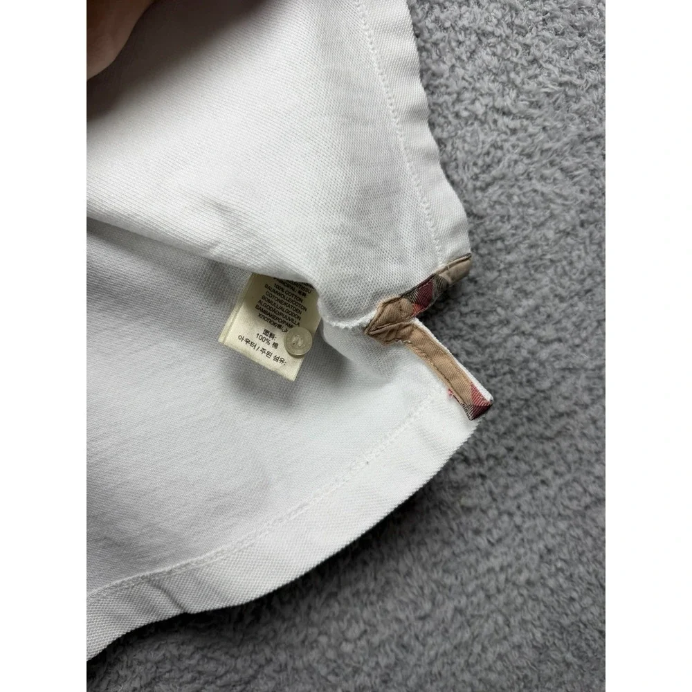 Burberry Brit Cotton Polo Shirt Men's Sz XX White Short Sleeve Nova Check